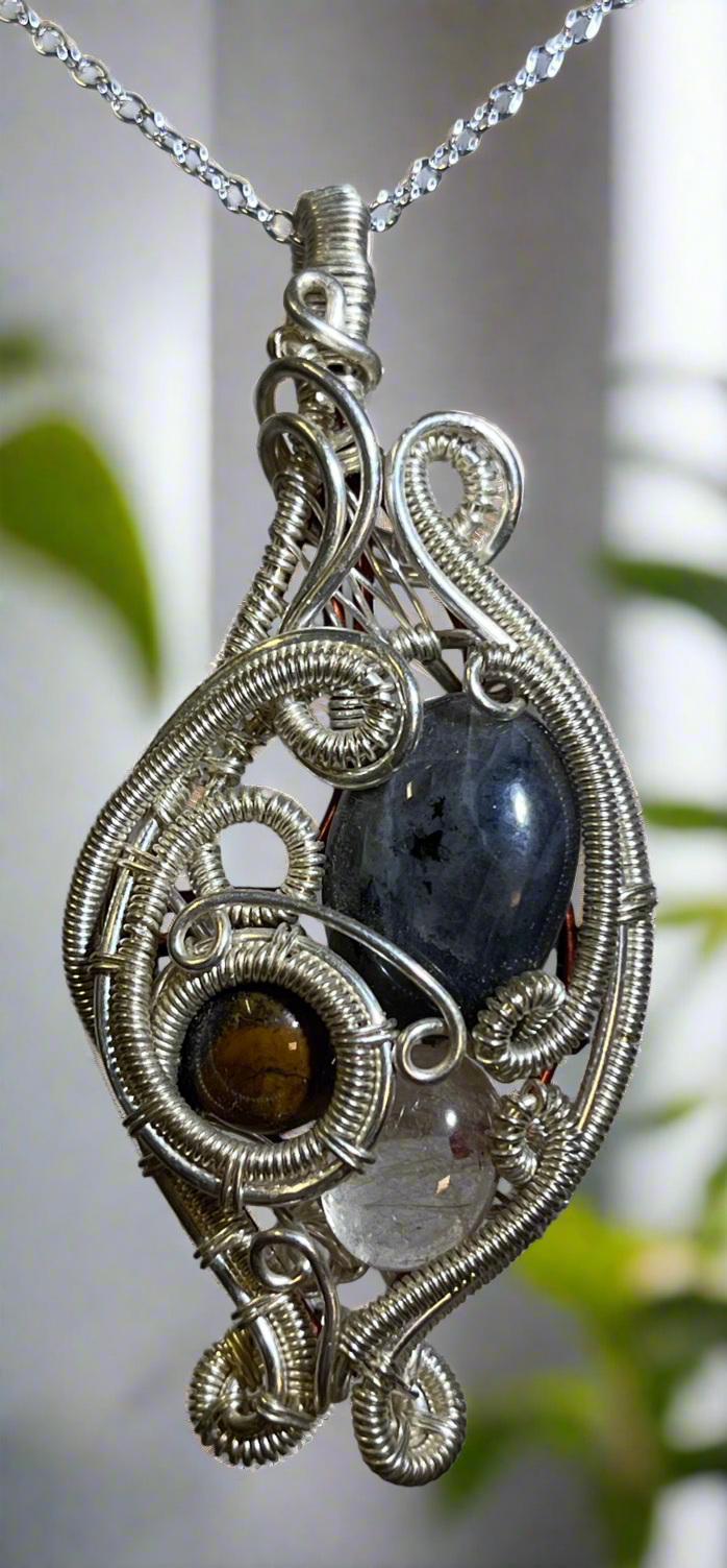 Multi Stone Wire Wrap Pendant – Crystal Infinity