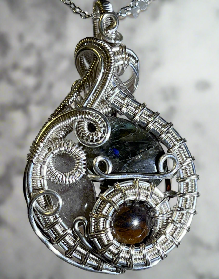 Multi Stone Wire Wrap Pendant