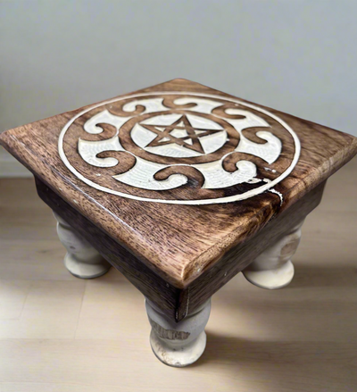 Hand Carved Wooden Pentacle Altar Metaphysical Supply