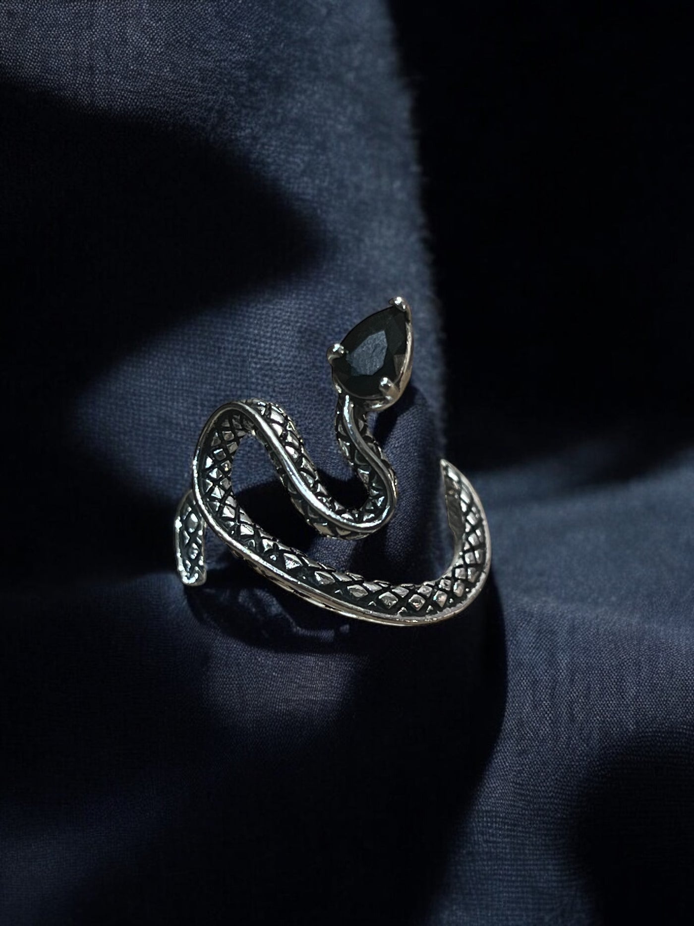 Obsidian Snake Ring