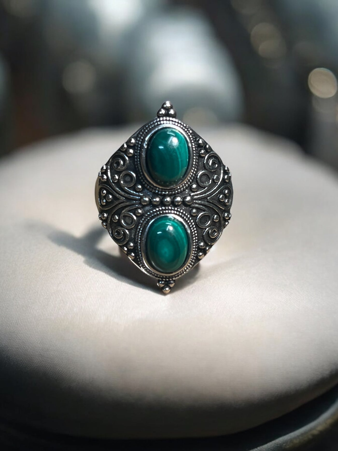 Malachite Antique Style Ring