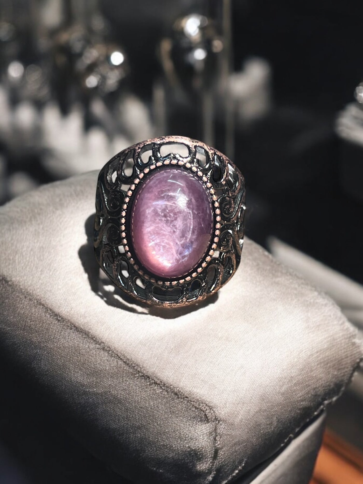 Lepidolite Mica Antique Style Ring