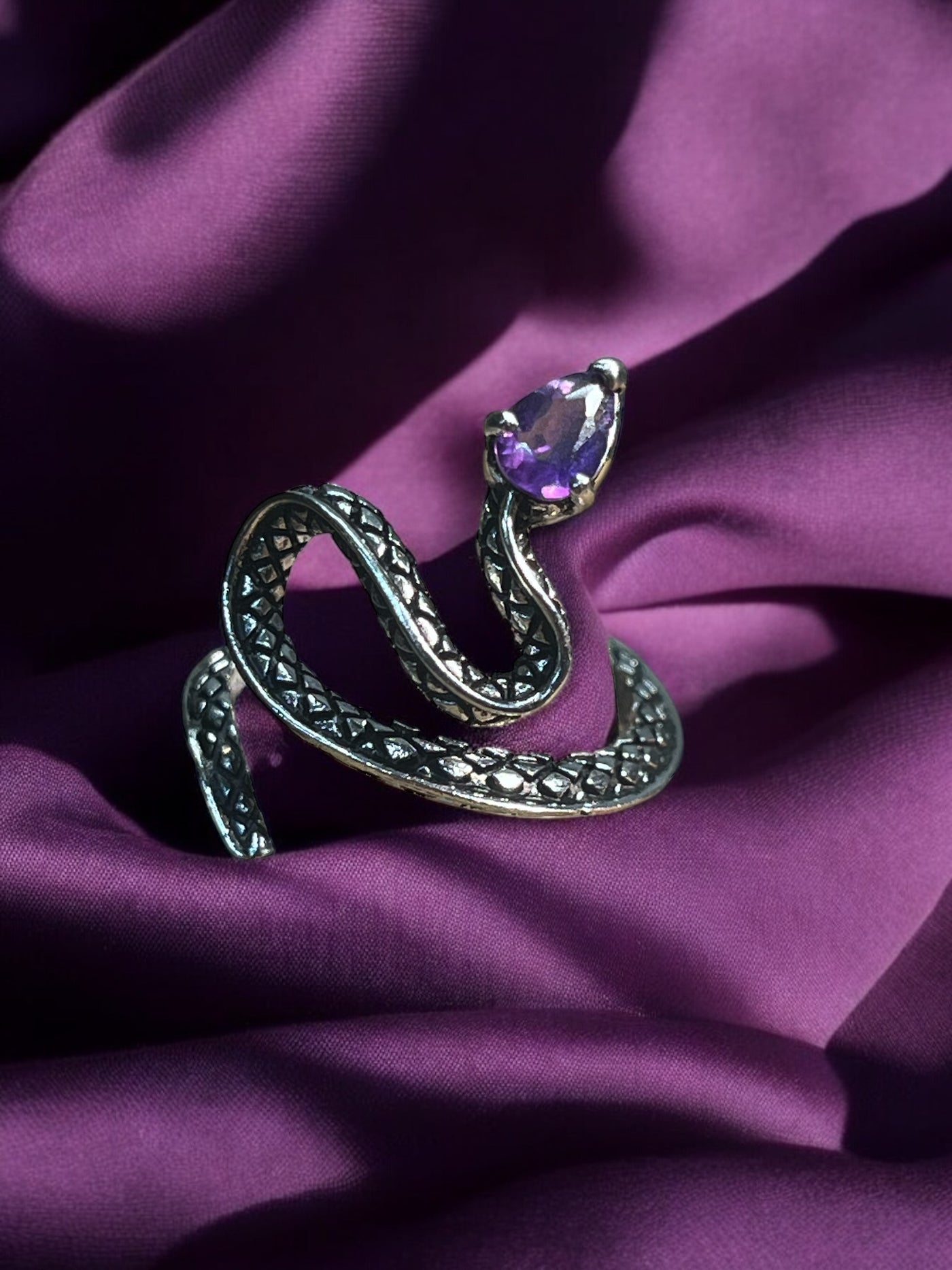 Amethyst Snake Ring