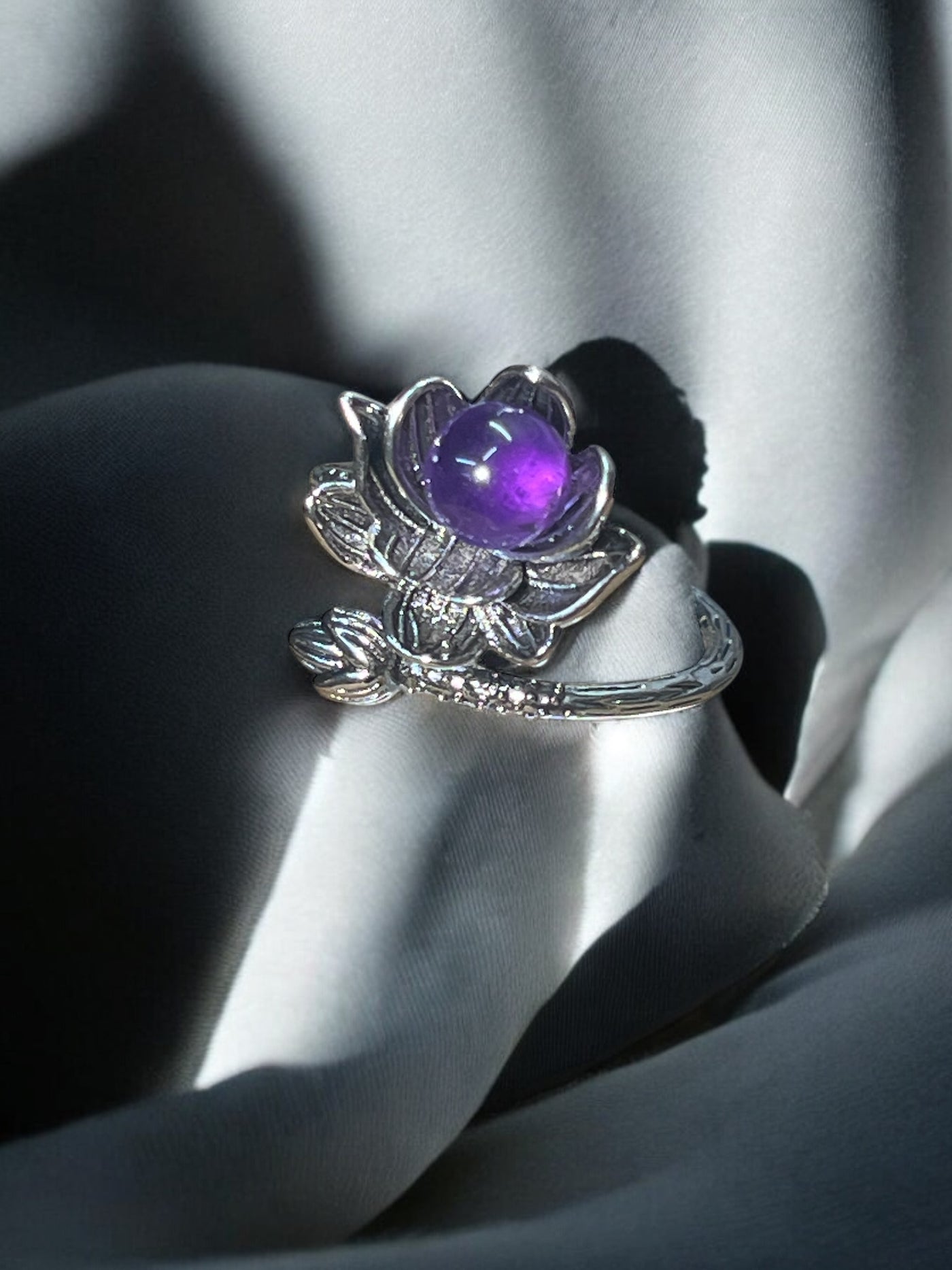 Amethyst Flower Ring