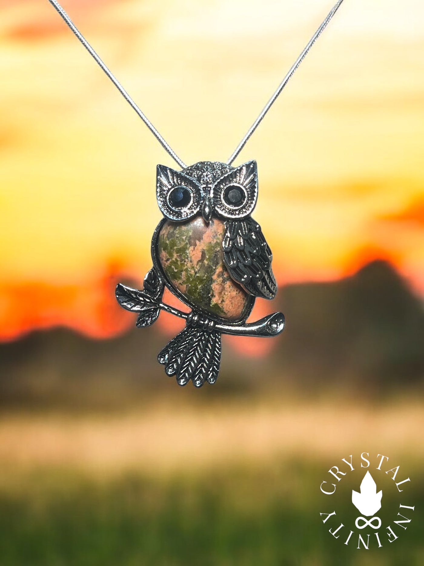 Unakite Owl Necklace