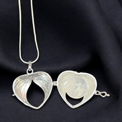 Clear Quartz Angel Wing Locket Necklace