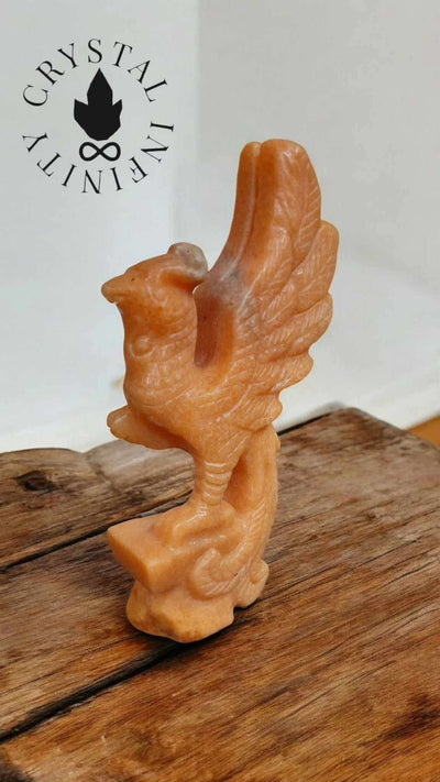 Sunstone and Blue Apatite Phoenix Carving
