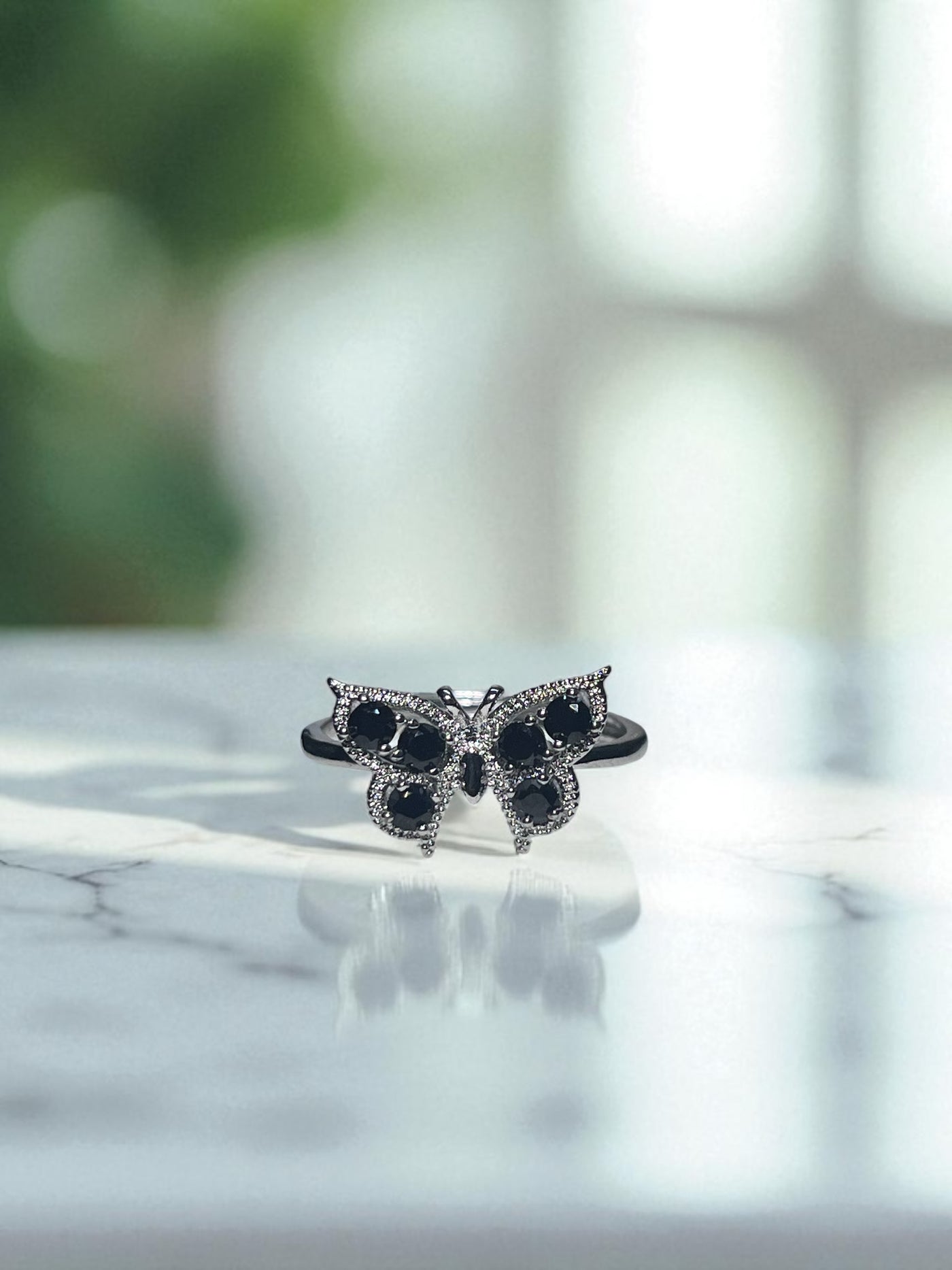 Black Onyx Butterfly Ring