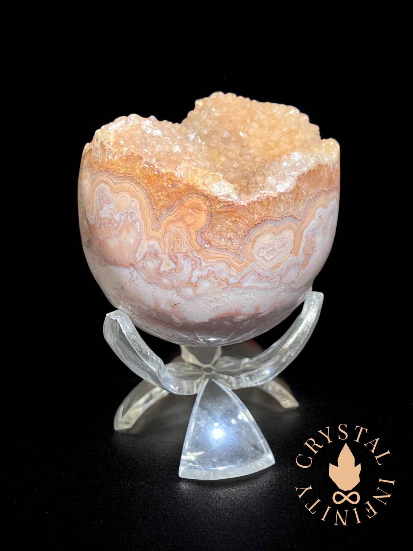 Pink Lace Agate Open Face Sphere