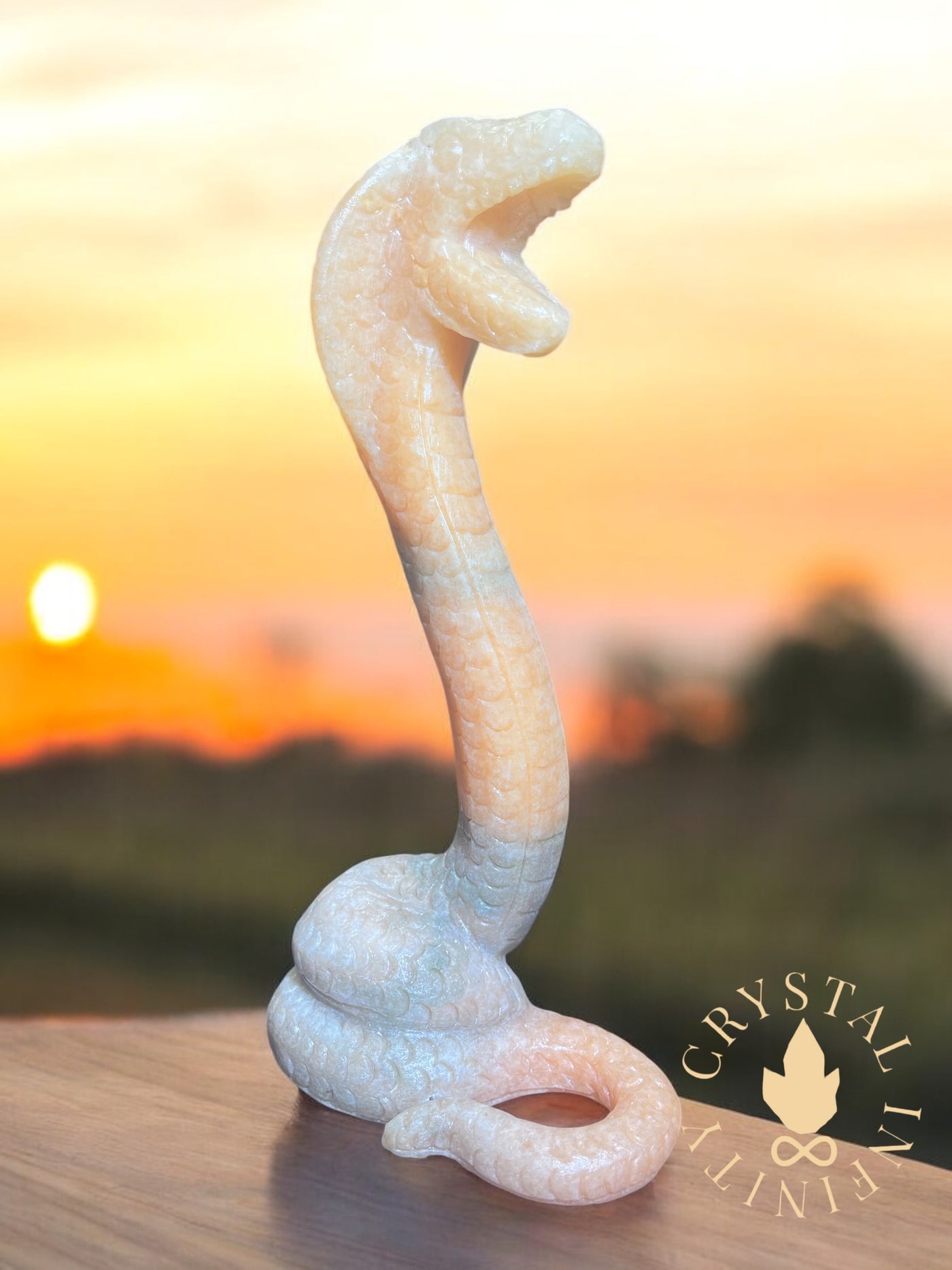 Sunstone and Blue Apatite Cobra Carving