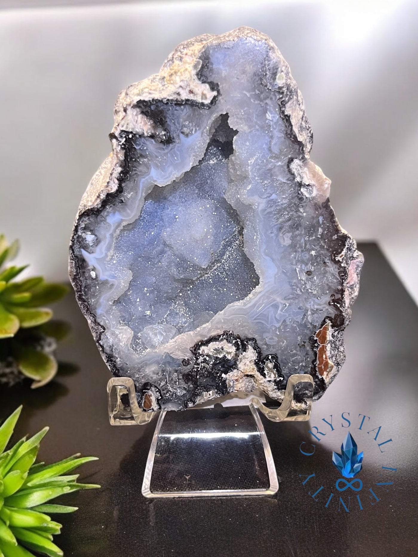 Phosphoric Druzy Agate Geode from Mexico