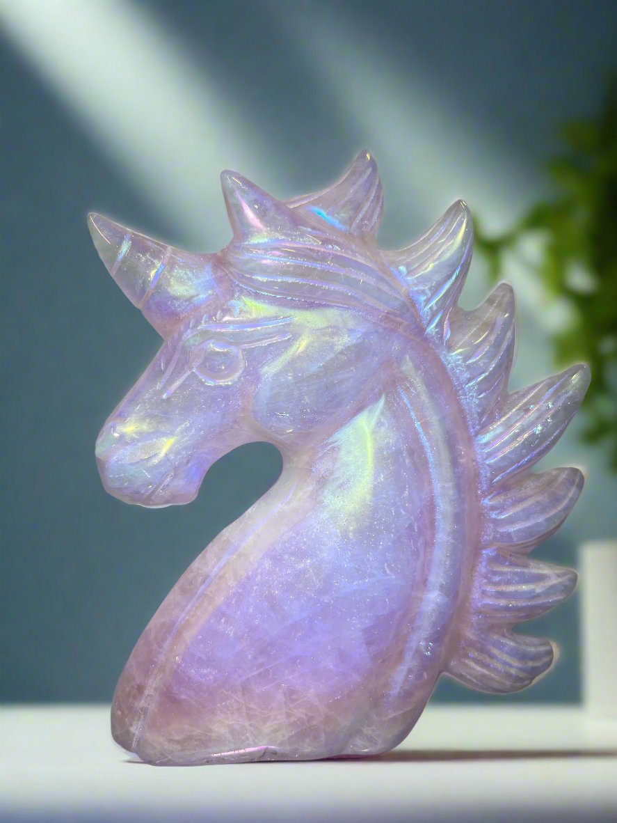 Aura Rose Quartz Unicorn Limited Edition Carving