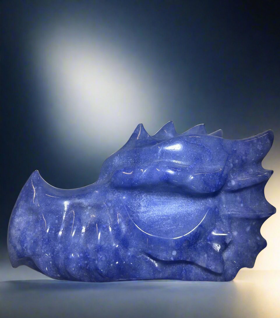 Blue Aventurine Dragon Head Limited Edition Carving