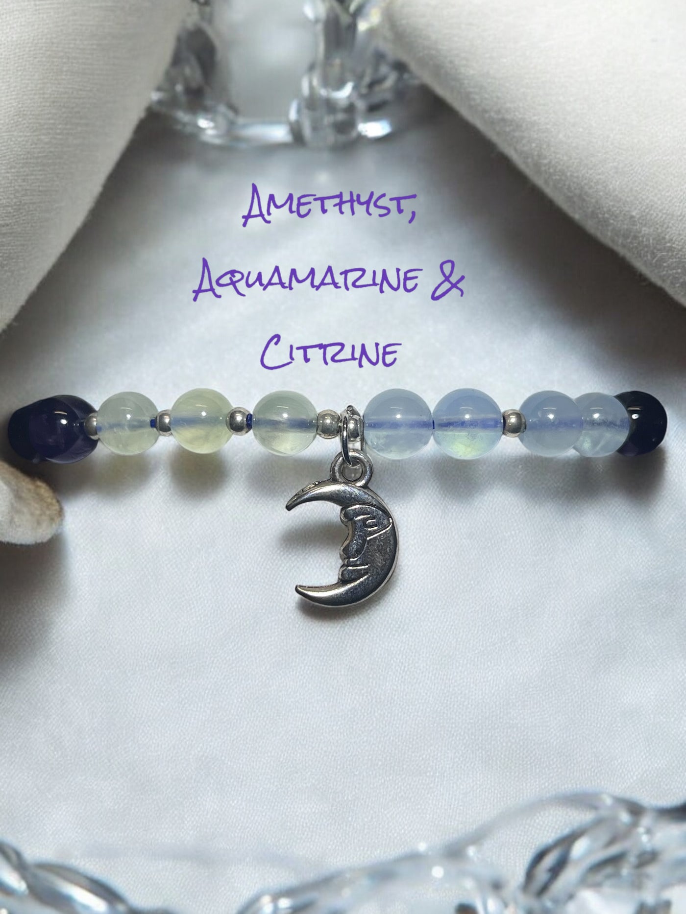 Amethyst, Aquamarine and Citrine Moon Bracelet