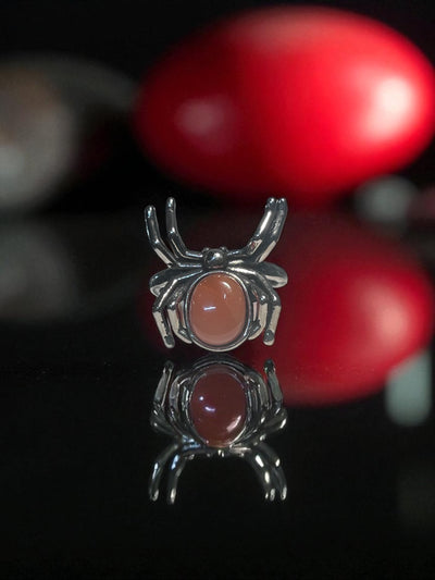 Carnelian Gemstone Spider Ring