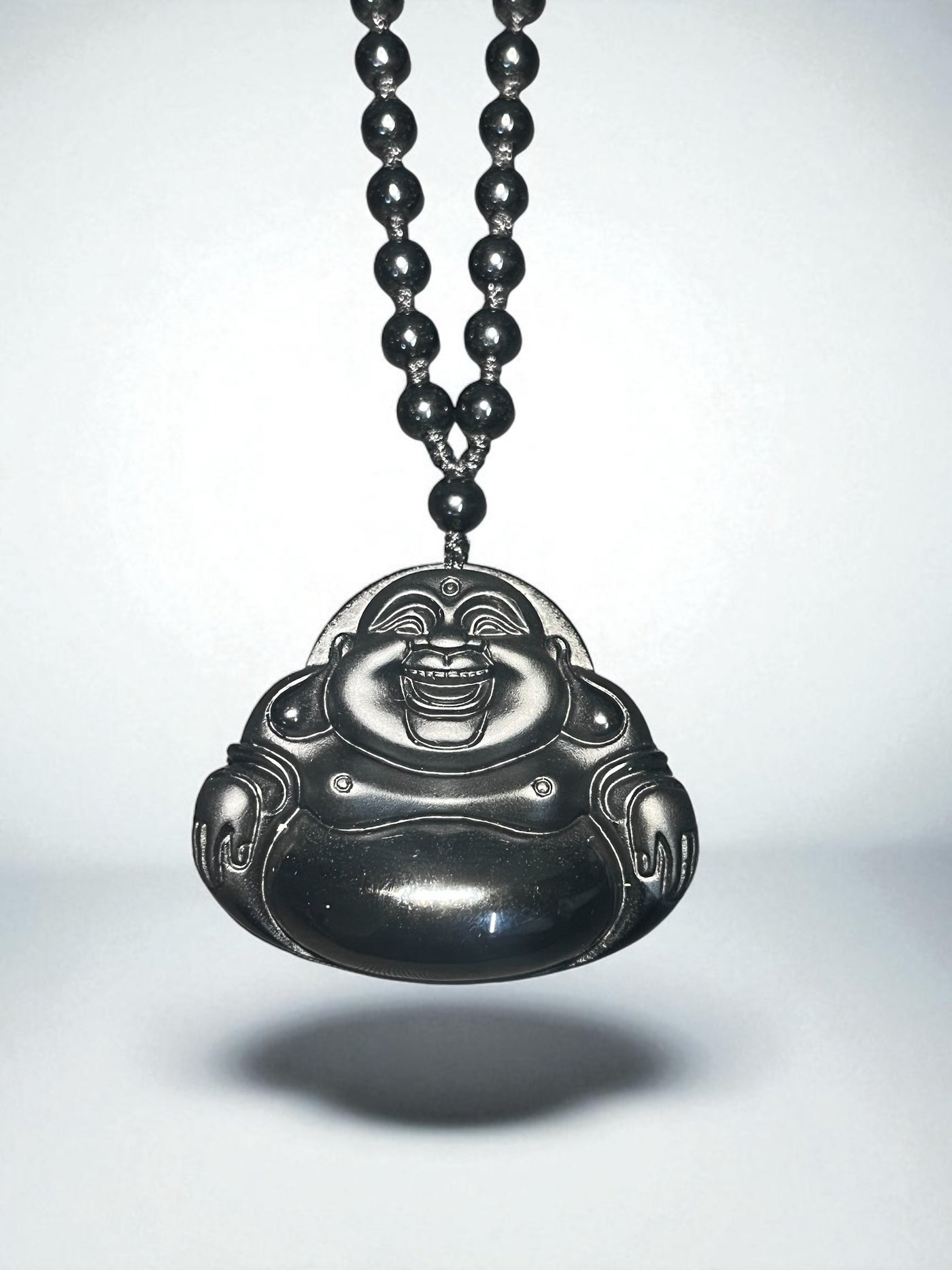 Obsidian Buddha Protection Amulet Necklace