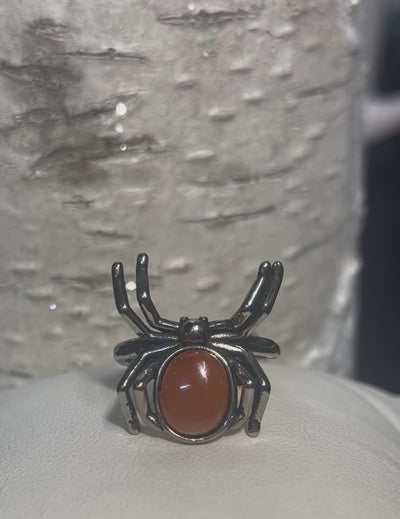 Carnelian Gemstone Spider Ring