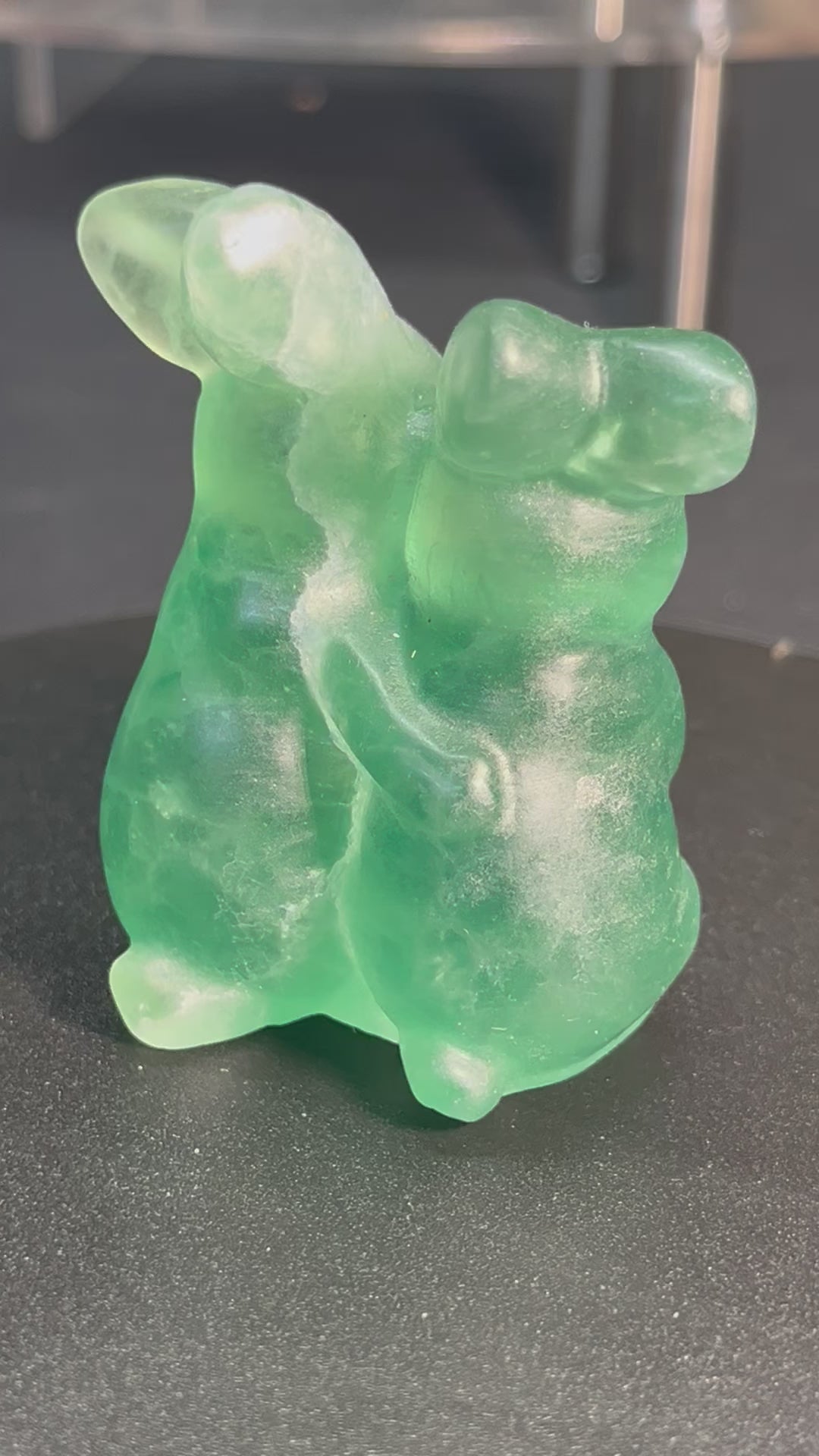 Green Fluorite Bunny Family Carving