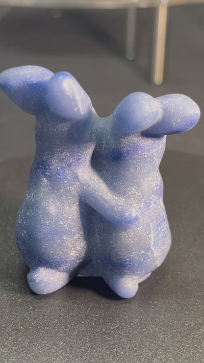 Blue Aventurine Bunny Family Carving