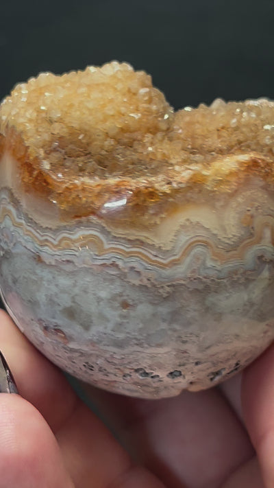 Pink Lace Agate Open Face Sphere