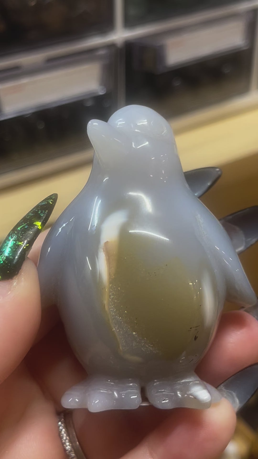 Blue Agate Penguin Carving