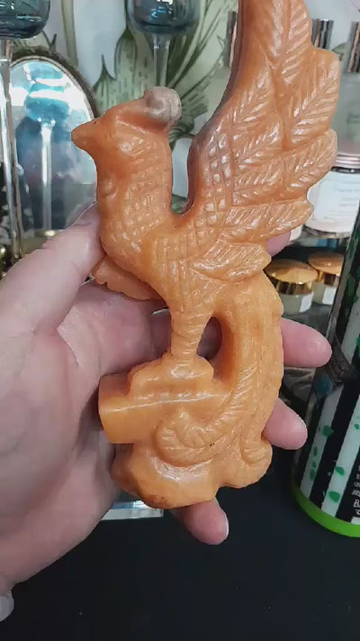 Sunstone and Blue Apatite Phoenix Carving