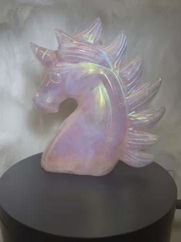 Aura Rose Quartz Unicorn Limited Edition Carving