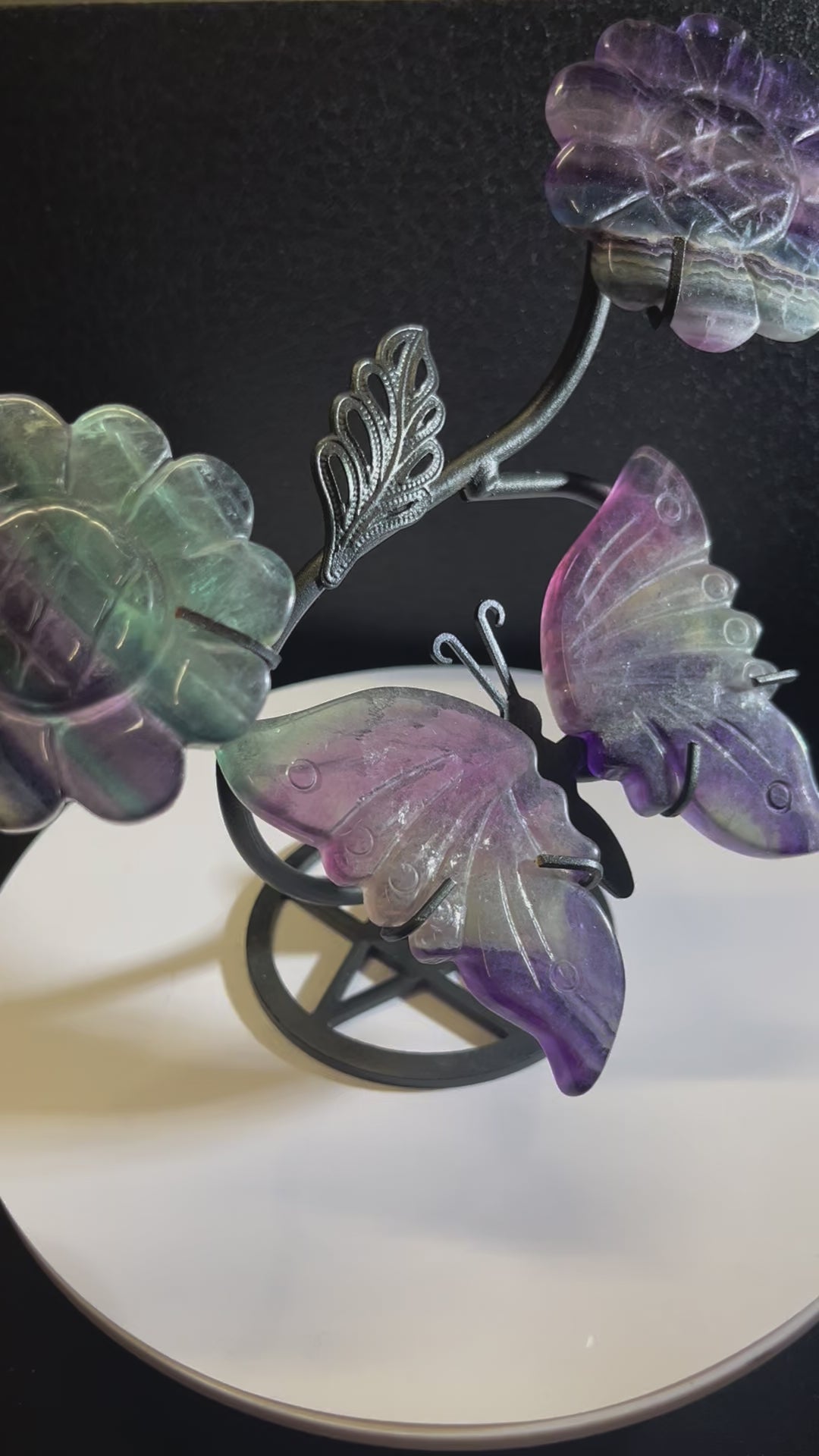 Rainbow Fluorite Butterfly Set Limited Edition Carving