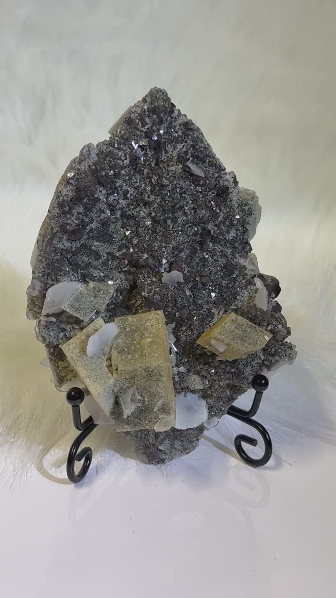 Tungsten Specimen with Calcite and Flower Mica on Quartz Matrix Rare Unique