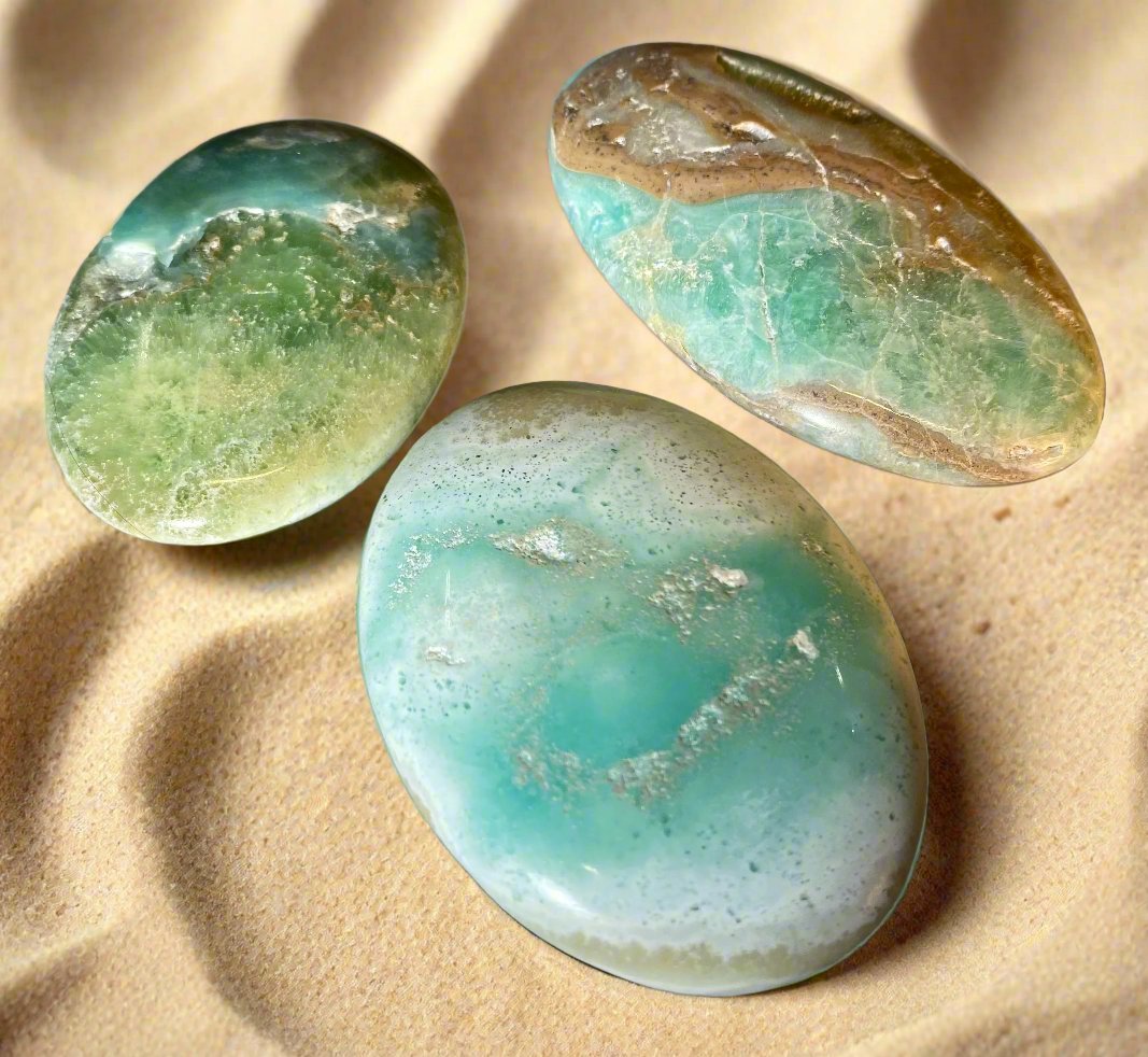 Blue Aragonite Palm Stones