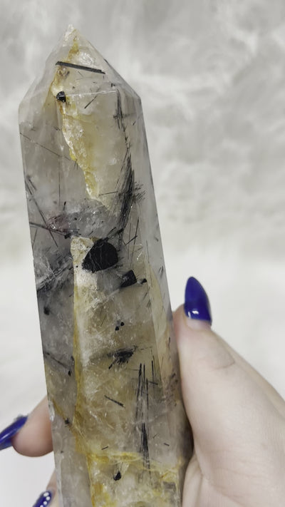 Tourmaline in Quartz Crystal Tower