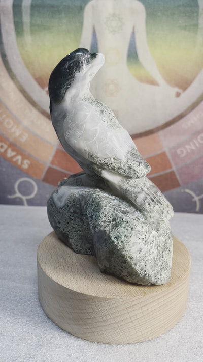 Moss Agate Bird Limited Edition Carving