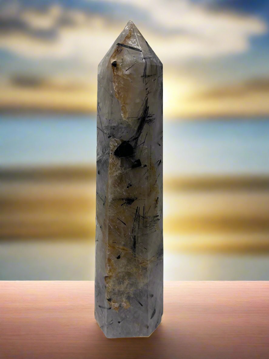 Tourmaline in Quartz Crystal Tower