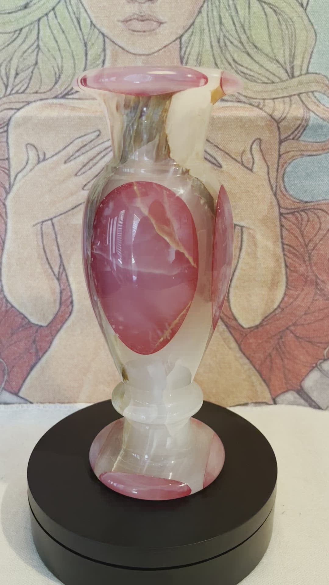 Red Cherry Banded Onyx Vases