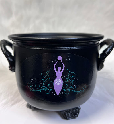 Cauldron Iron Charcoal Smudging Tree of Life and Goddess