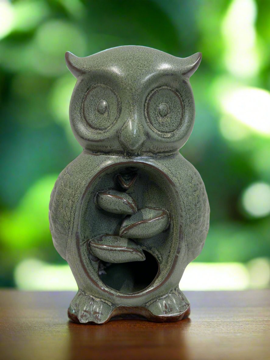 Owl Backflo Incense Burner in Sage Green