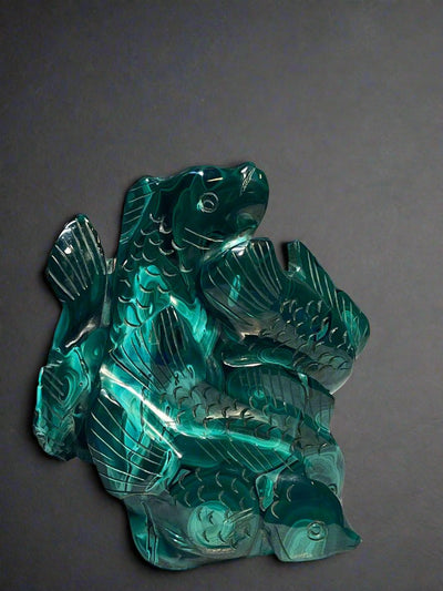 Malachite Carving Koi Fish Rare