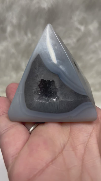 Blue Agate Druzy Natural Crystal Pyramid